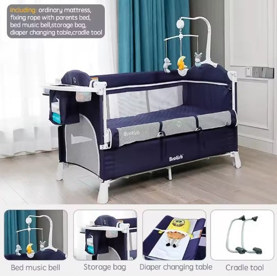 Lit multifonctionnel pour bébé de 0 à 6 ans, bascule, couche-culotte, table proxy, installation gratuite, pliable